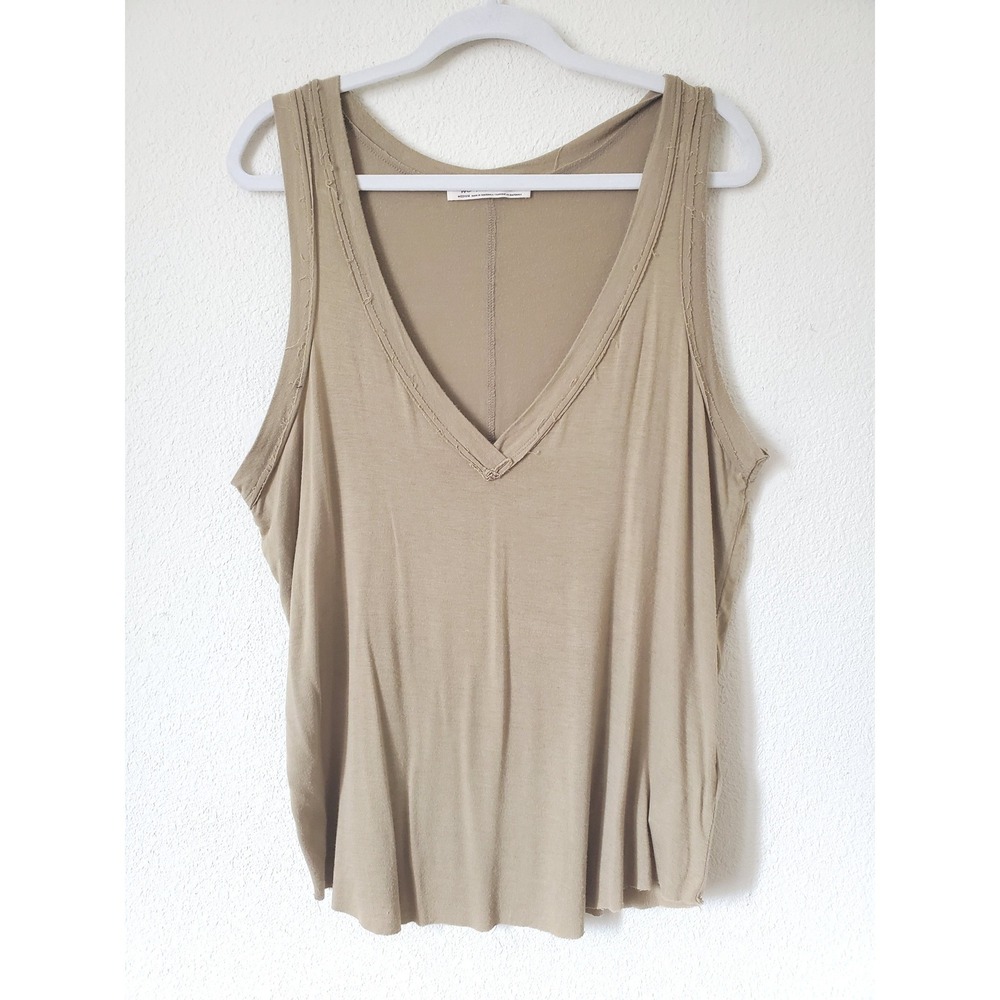 Free People Tan V-Neck Raw Edge Easy Tank Top OB1194459 Medium Stretch - Picture 2 of 10
